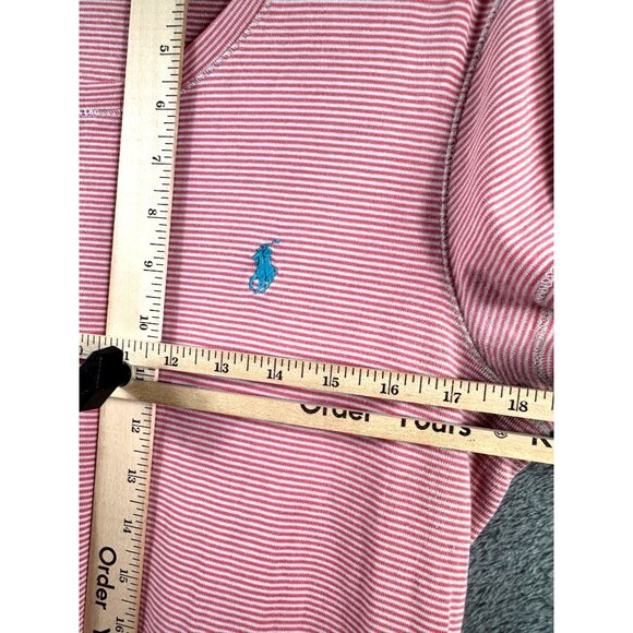 Ralph Lauren Sport Pink & White Striped Cotton T-Shirt With Embroidered Logo Wom - Picture 7 of 8